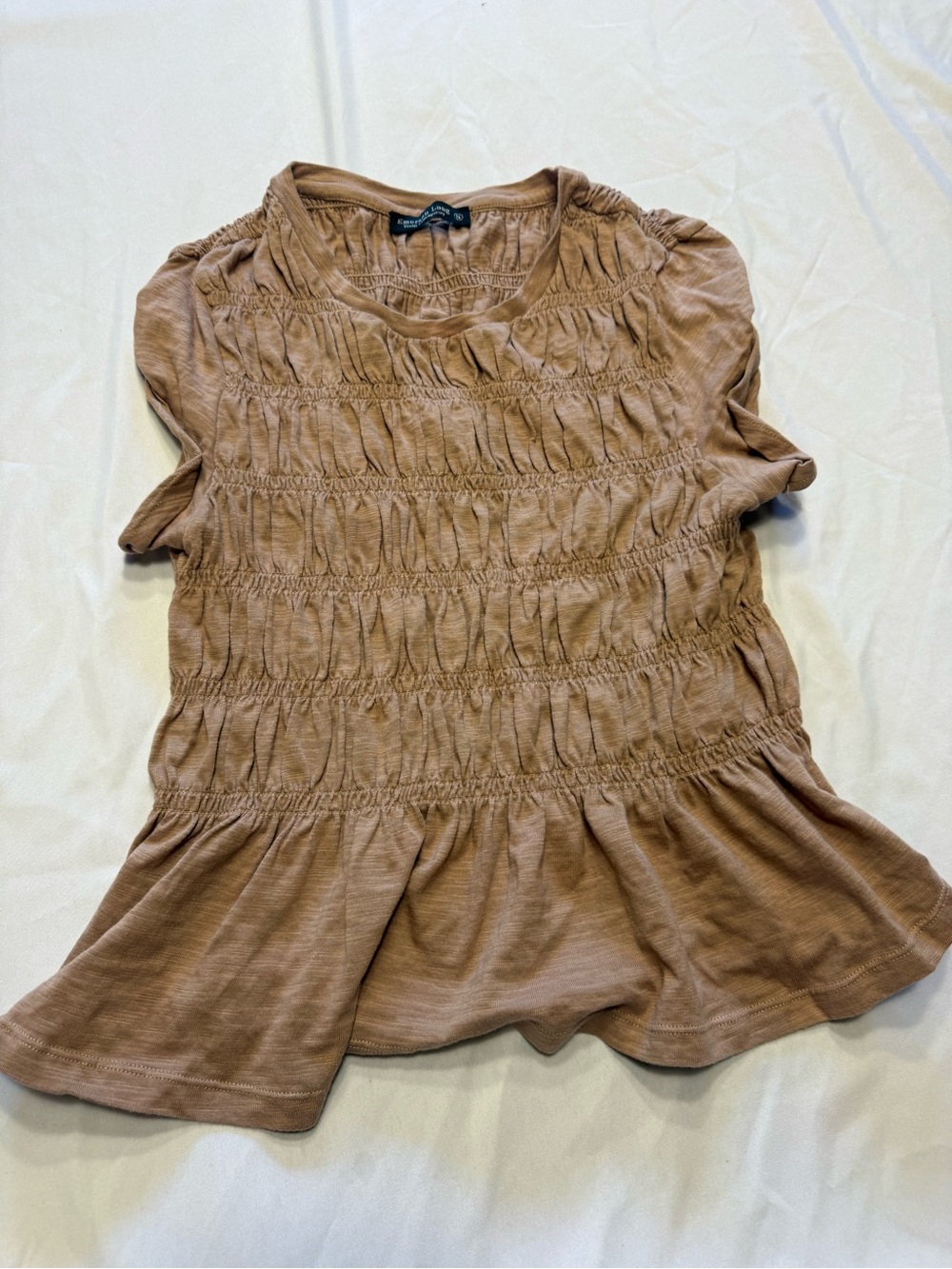 Smocked Peplum Tank Top in Taupe